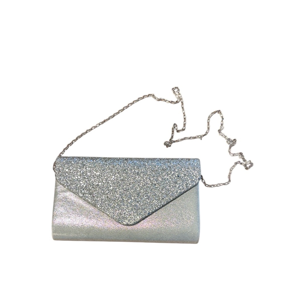 Silver Glitter Clutch Bag
